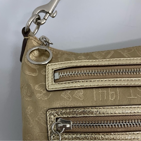 Coach Est. 1941 44088 Poppy Printed Handbag Gold Metallic Canvas Story patch - Picture 7 of 15